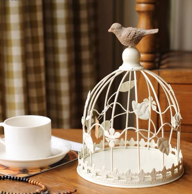 Antique white birdcage【m194】
