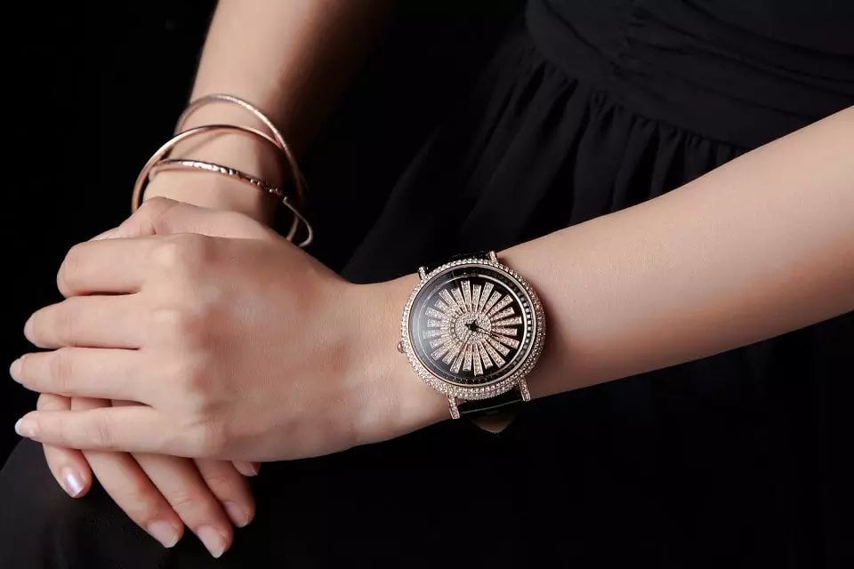 腕時計 DAVENA ダベナ スワロフスキー CITIZEN 水色　シルバー幅20mm〜17mm