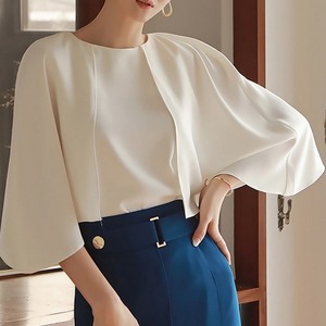 ポンチョスリーブシフォンシャツ　プルオーバーブラウス　G0056