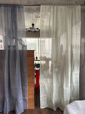 リトアニアリネンシースルーカーテン / マシュマロ green