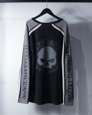 【Caka BLACK】“Harley-Davidson” Skull Design L/S T-Shirt