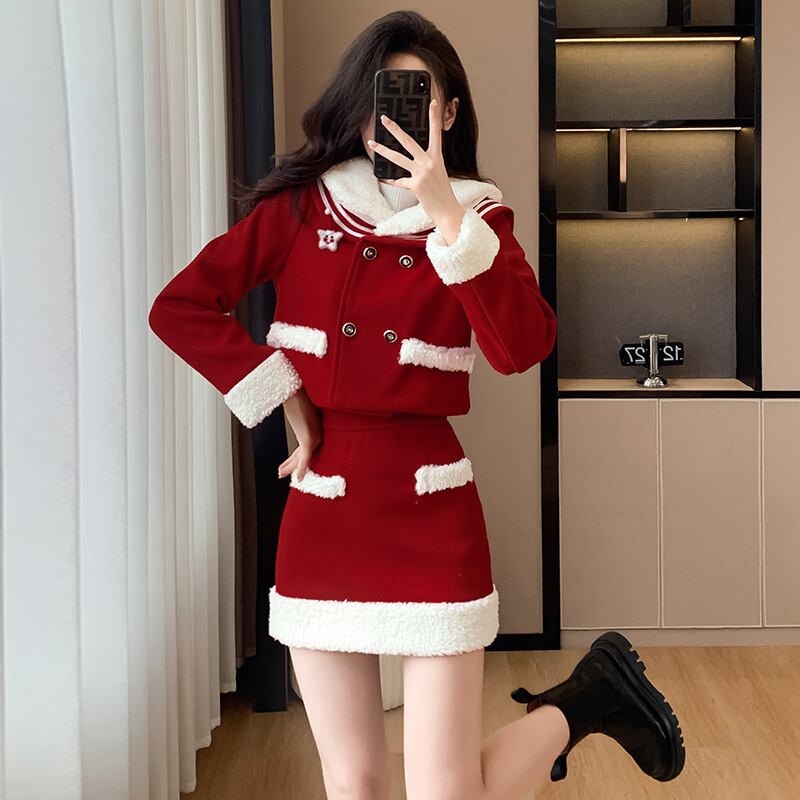 【set】ショートコート×スカートセット M19633