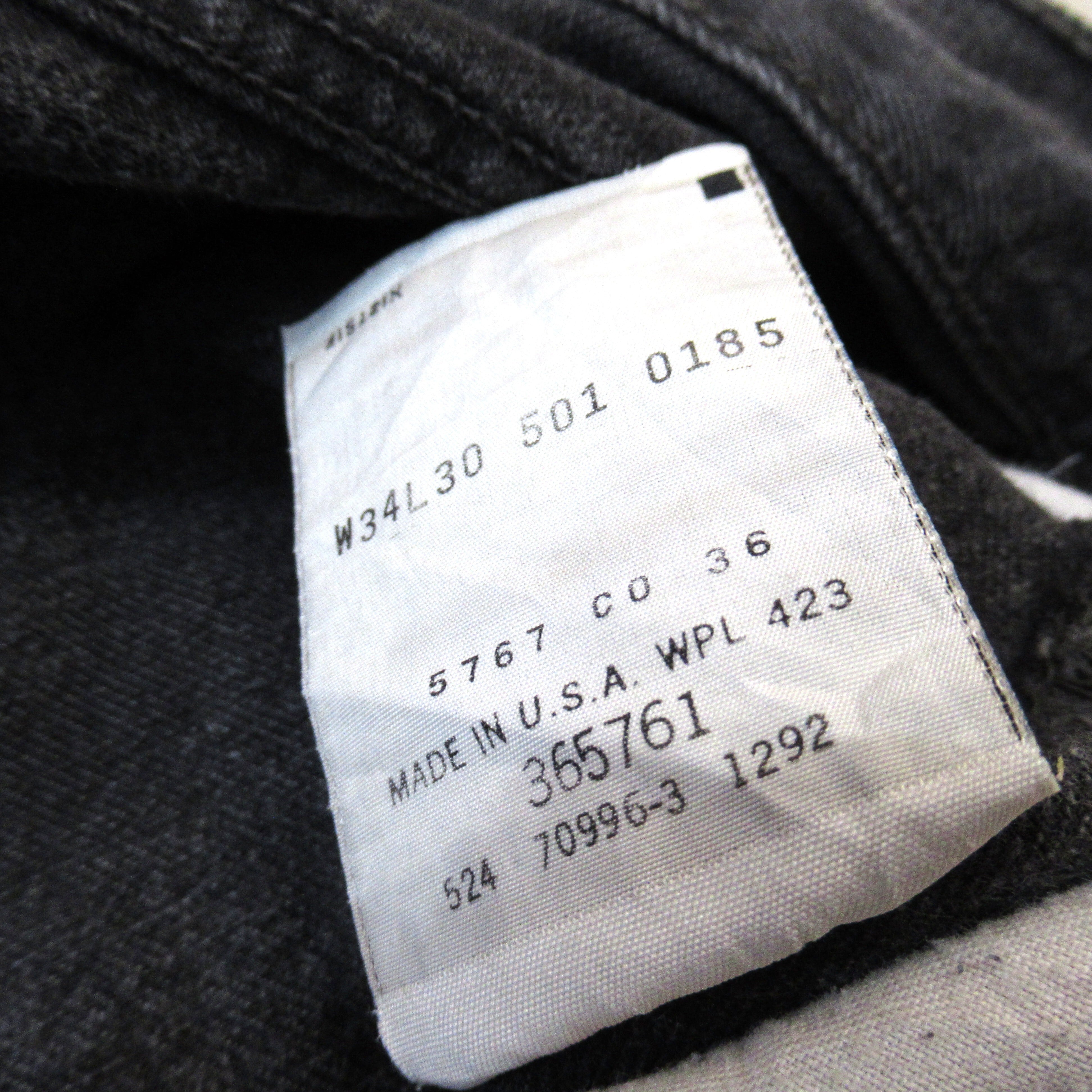 96S Levis 501 OD Black Denim Pants【W34 L30（実寸W34 L29）】 | drop by