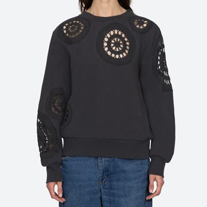 SEA NY　JOY CROCHET L/SLV SWEAT   CHACOAL