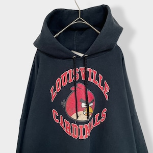 【HANES】カレッジ ルイビル大学 バスケットボール ルイビルカージナルス LOUISVILLE CABDINALS NCAA プリント パーカー アーチロゴ スウェット フーディー プルオーバー 2XL ビッグシルエット ビッグサイズ ヘインズ ultimate cotton 黒 US古着