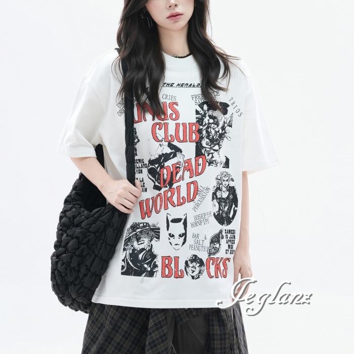2色 アメリカン レトロ ポップ ロゴ 半袖 Tシャツ ユニセックス(MC479)β