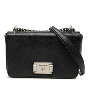 ミュウミュウ マドラス チェーン ショルダーバッグ 5BD153 ブラック レザー レディース MIUMIU 【中古】