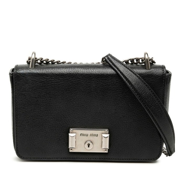 ミュウミュウ マドラス チェーン ショルダーバッグ 5BD153 ブラック レザー レディース MIUMIU 【中古】