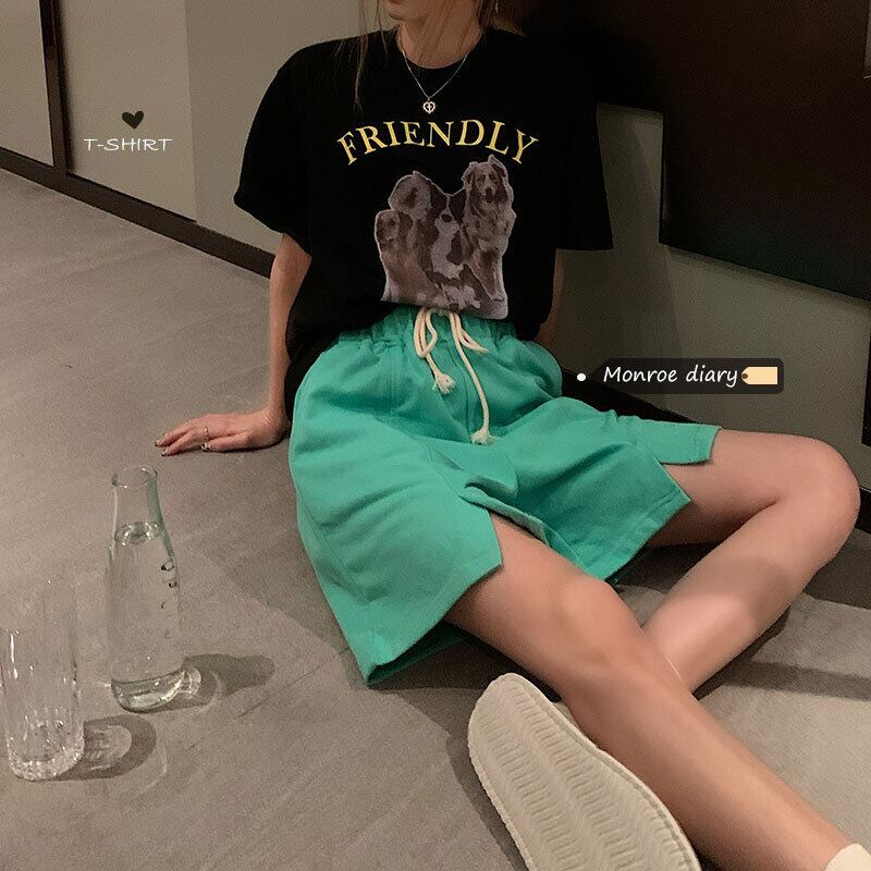 ショーツ サマー薄手カジュアルパンツ ハイウェストウェストルーズ 夏物 ブルマー モンロー72240730963