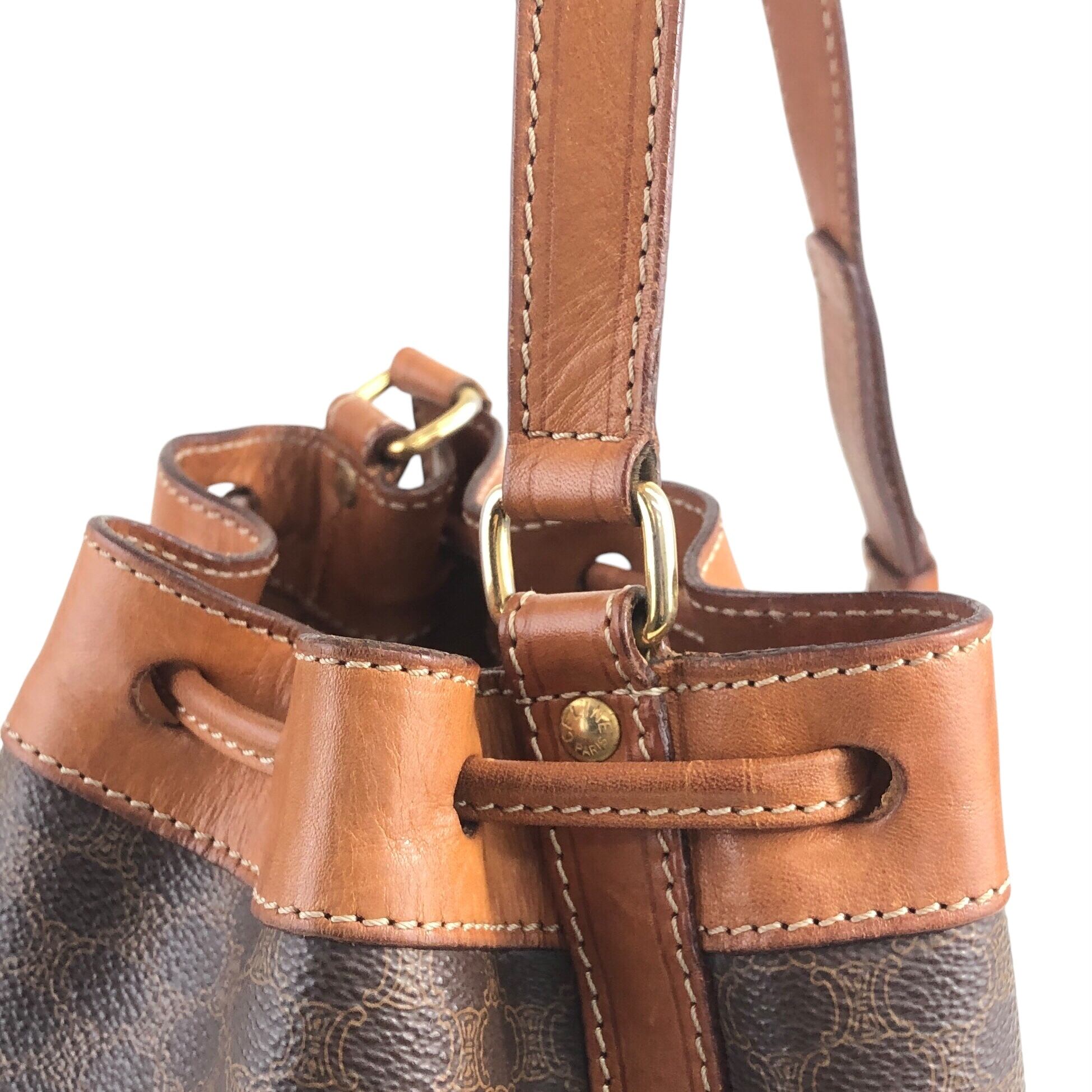 CELINE セリーヌ マカダム ショルダーバッグ ブラウン ブラゾン型押し