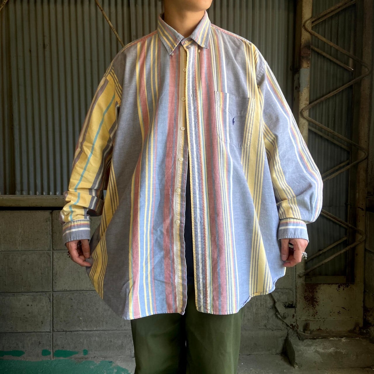 ビッグサイズ 90年代 RALPH LAUREN ラルフローレン The Big Shirt 長袖 マルチストライプシャツ メンズXXL 古着 90s  ビンテージ ヴィンテージ ビッグシャツ ボタンダウンシャツ 大きいサイズ 【長袖シャツ】【AL20】 | cave 古着屋【公式】古着通販サイト