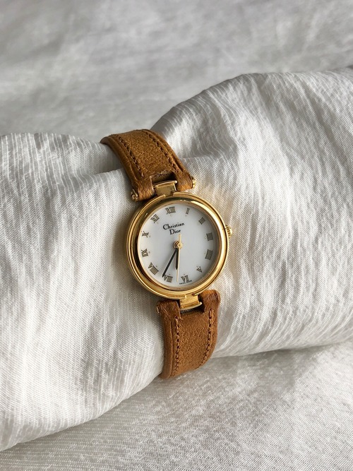 Christian Dior クリスチャン ディオール 腕時計 ブラウン ローマ レザー vintage ヴィンテージ オールド et3knr
