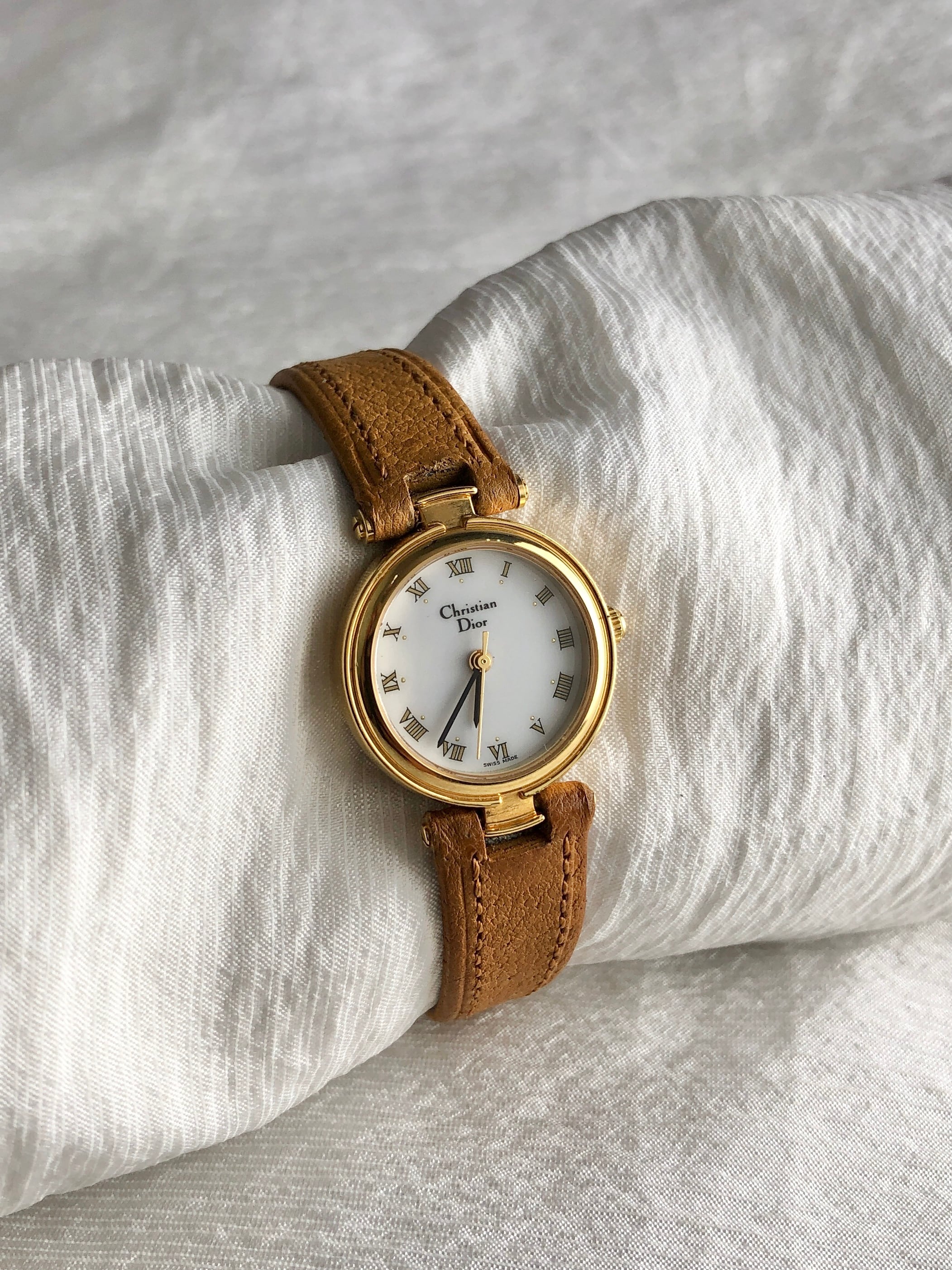 Christian Dior クリスチャン ディオール 腕時計 ブラウン ローマ レザー vintage ヴィンテージ オールド et3knr