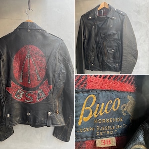 "1950s BUCO J-24 VINTAGE BSA BRITISH MOTORCYCLE BACK PAINT JACKET"