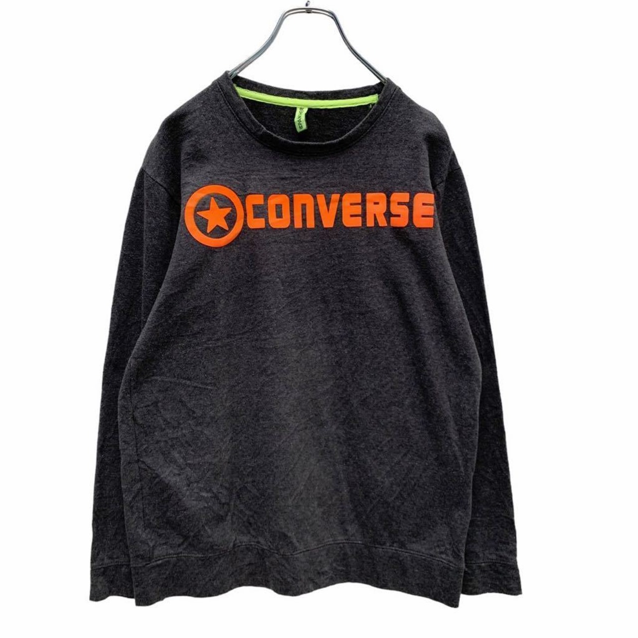 CONVERSE スウェット トレーナー S グレー ネオンオレンジ コンバース 