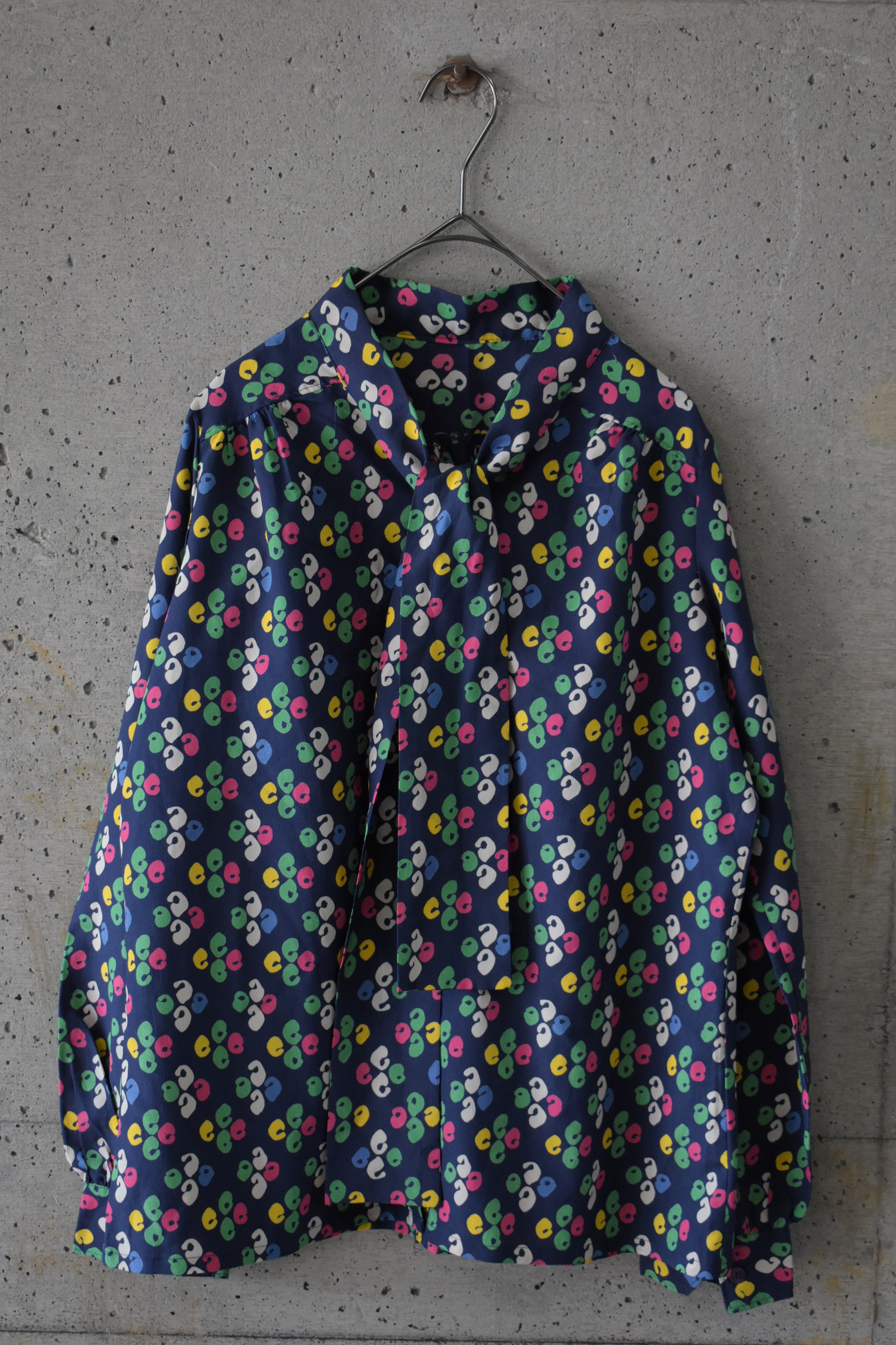 Colorful bow tie blouse