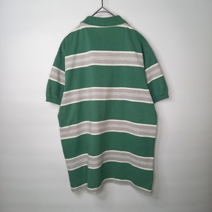 CHEMISE ラコステ　ラガー　ポロシャツ　半袖　ボーダー　シェルボタン　緑