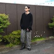 Leh(レー)GANKO別注×damage waffle L/S sweater コーディネート