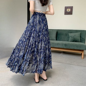 花柄 ドレープ シフォン スカート 10222