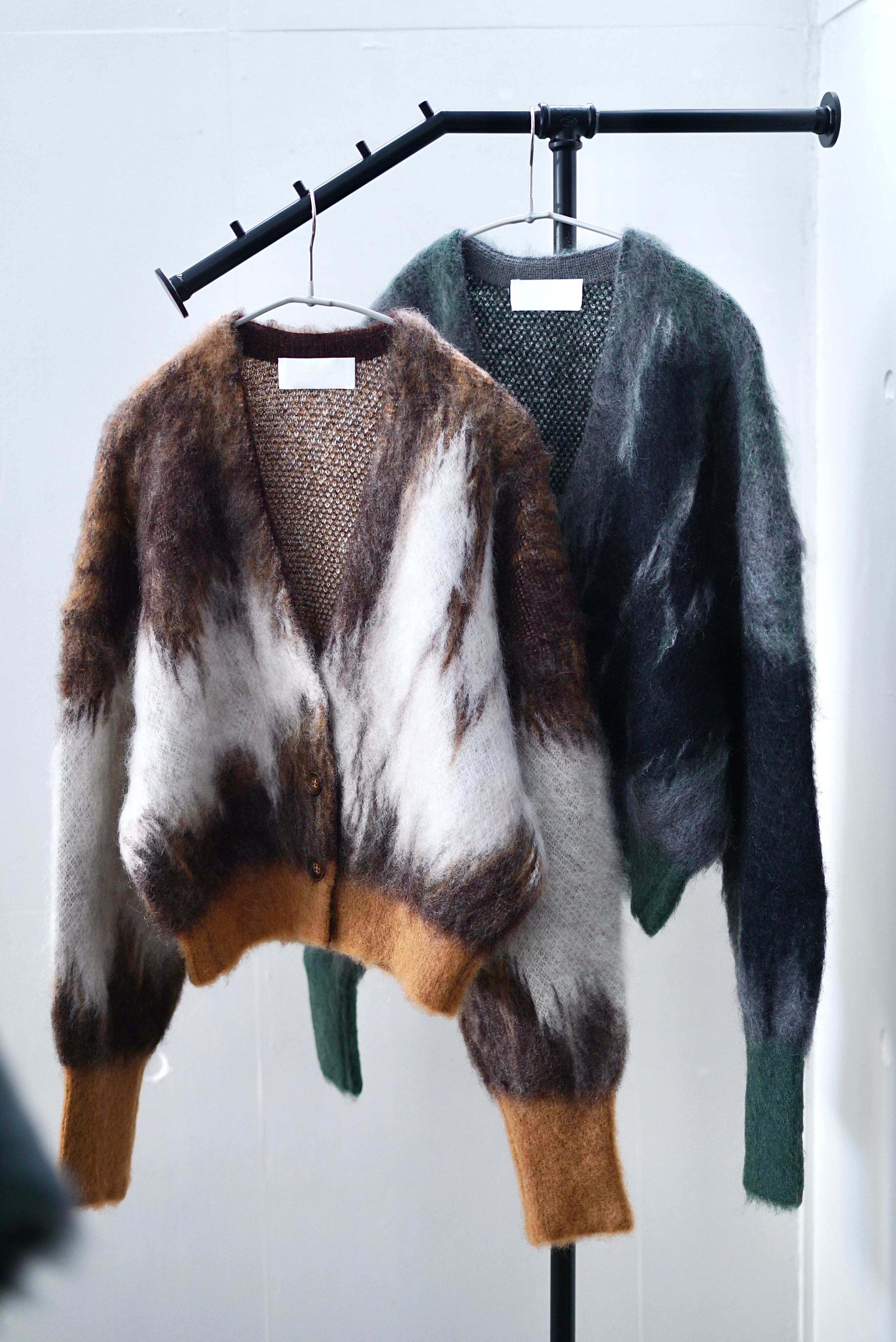 Mame Kurogouchi / Drip Glaze Pattern Mohair Knitted Cardigan 