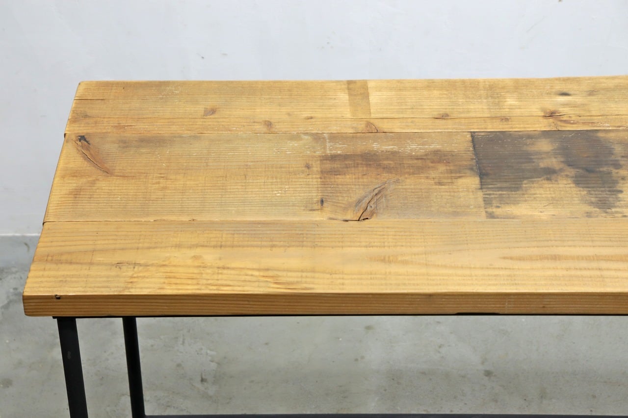 無垢材 コンソール デスク テーブル 長机 カウンター 展示台 アイアン