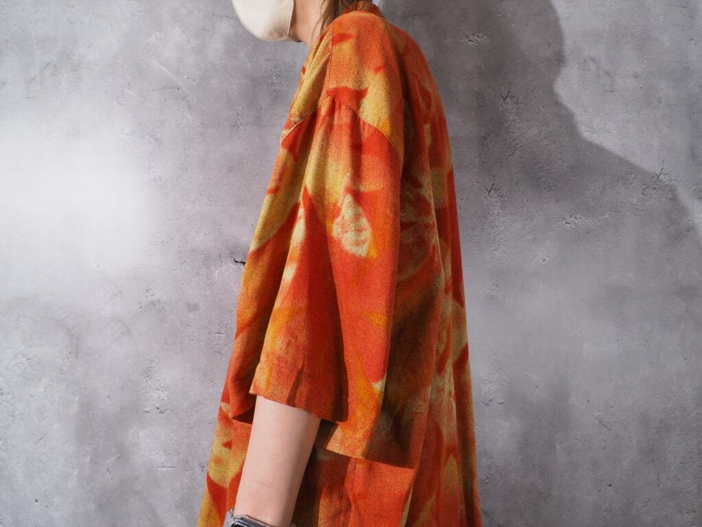 Haupt Flower printed Box silhouette drape shirt (made in Germany)