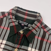 90s POLO JEANS CO. RALPH LAUREN ラルフローレン チェック ダブルポケット 長袖 ネルシャツ M/グリーン×レッド系 メンズ ビンテージ
