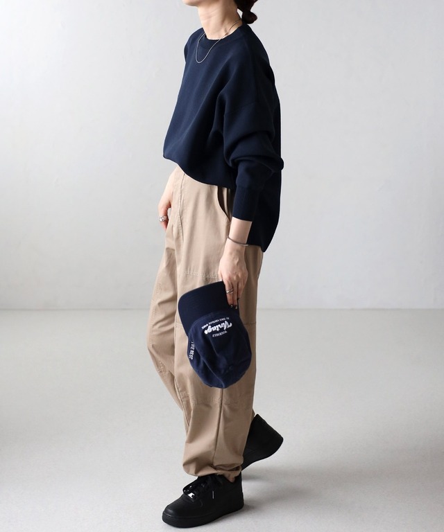 スウェットライクサイドスリットニットプルオーバー