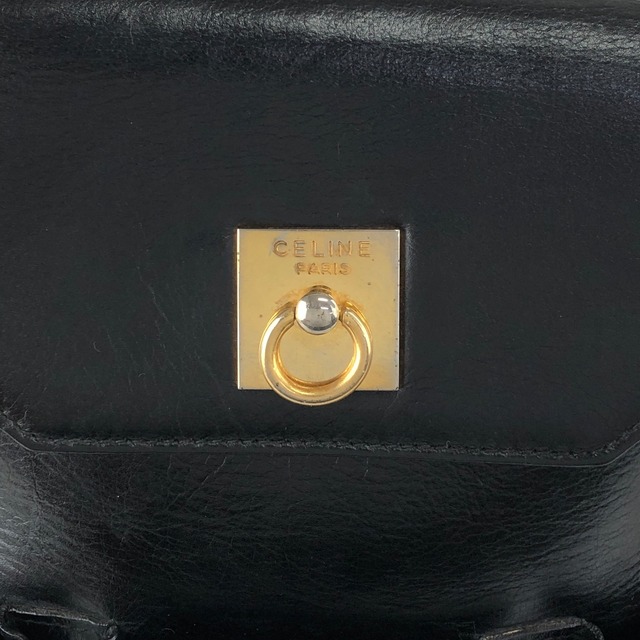 CELINE セリーヌ ショルダーバッグ ブラック ガンチーニ レザー vintage ヴィンテージ オールド xxxvfp