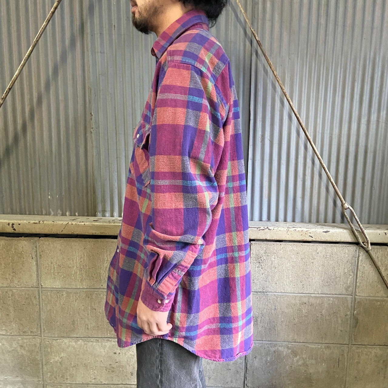80年代 USA製 WOOLRICH ウールリッチ チェック柄 ヘビーネルシャツ 