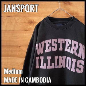 【JANSPORT】カレッジ ウェスタンイリノイ大学 WESTERN ILLINOIS スウェット トレーナー ラメ入り ロゴ M US古着