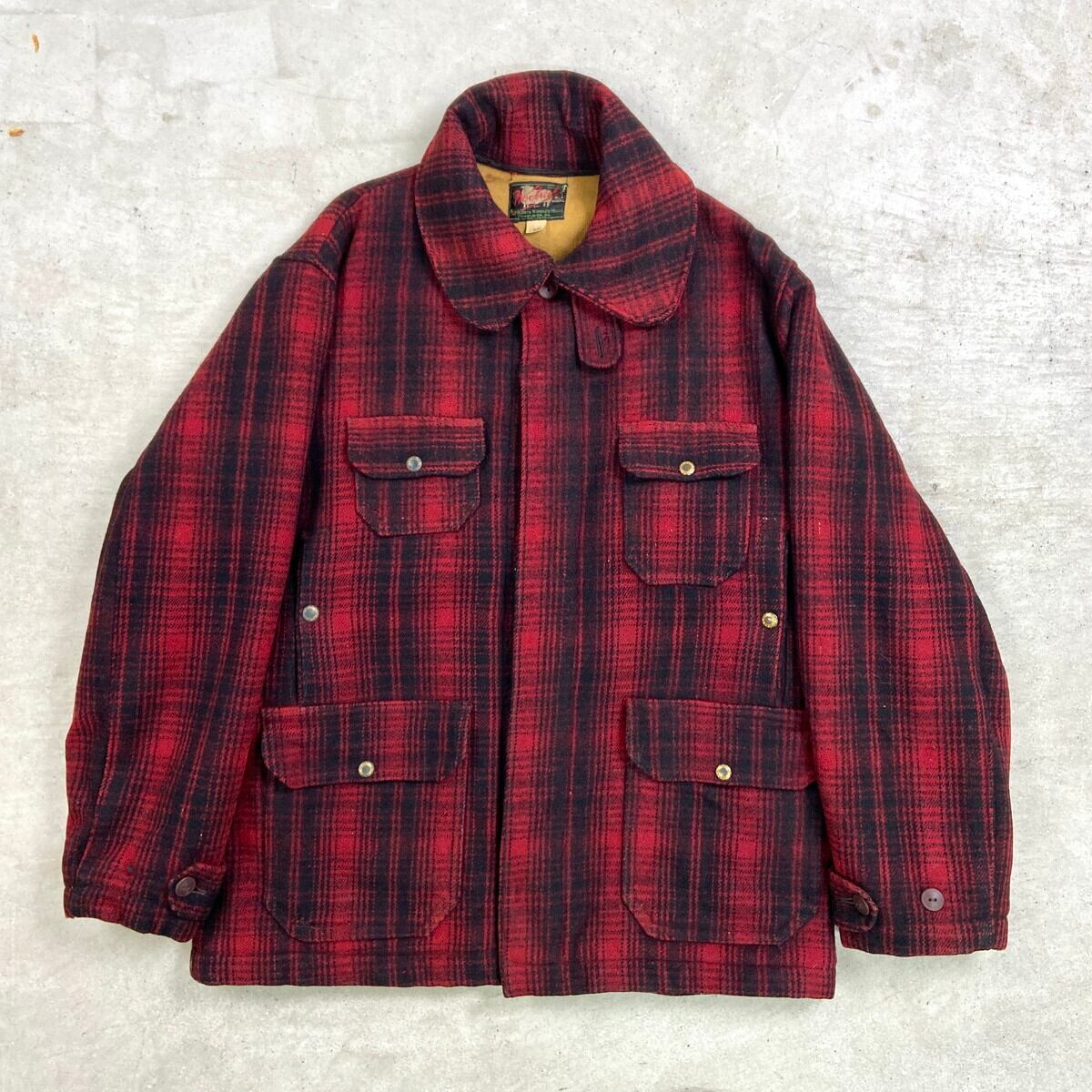 30年代 黒タグ WOOLRICH ウールリッチ バッファローチェック柄 ウール