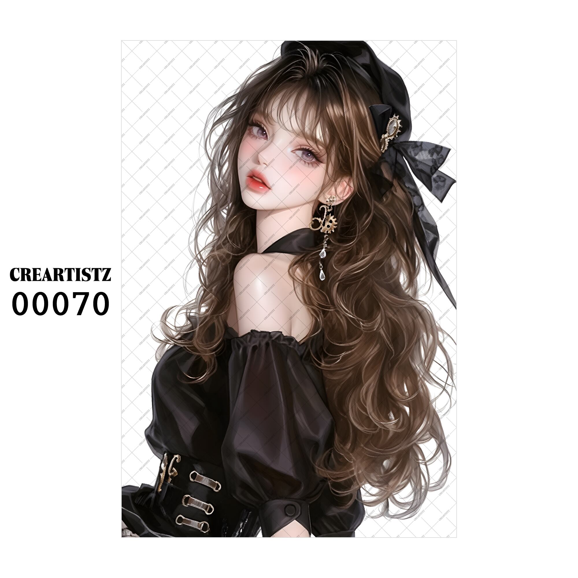 00070 ガール キュート オリジナル ペーパー/ステッカー 4枚セット CREARTISTZ