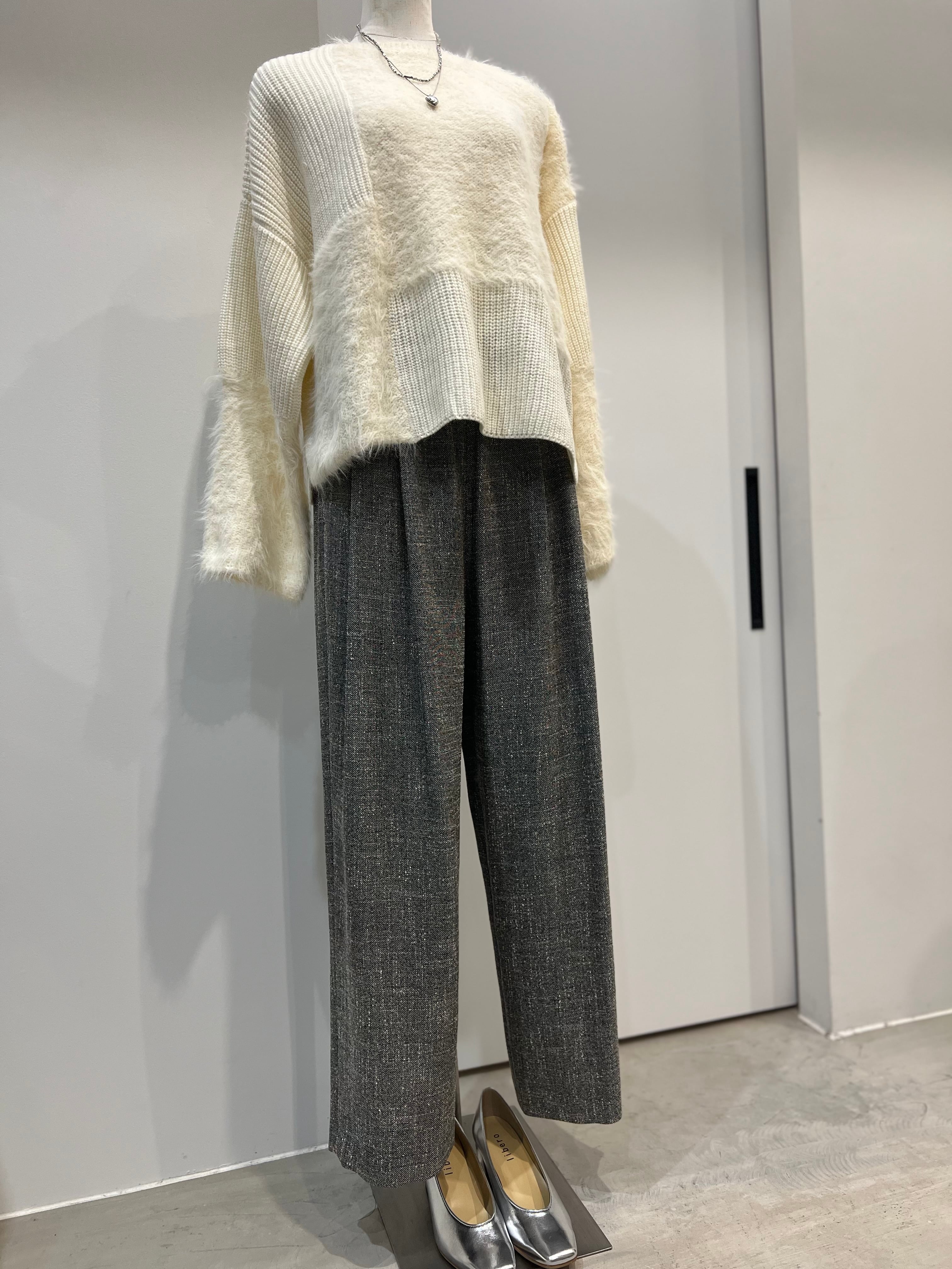 【PASSIONE】セットアップ可 ツイードライクツータックパンツ 536609