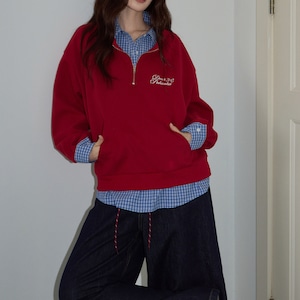 half zip polo collar sweatshirt