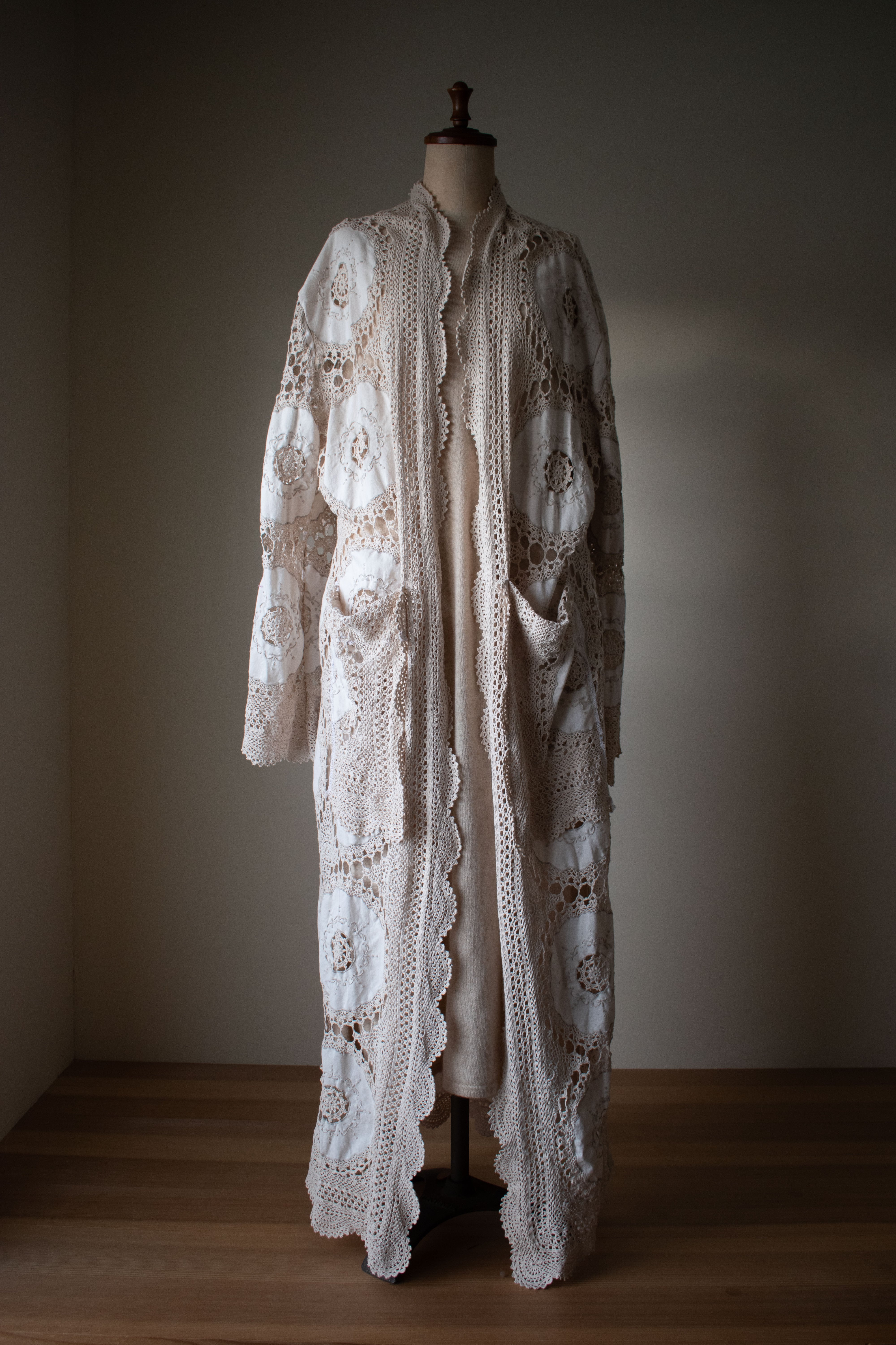 moderate vintage handmade lace gown