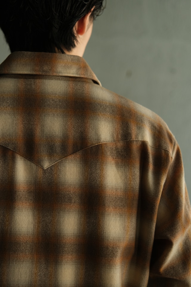 Utah/70's "PENDLETON" ombre check western shirt