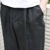 special black linen 2tuck wide slacks