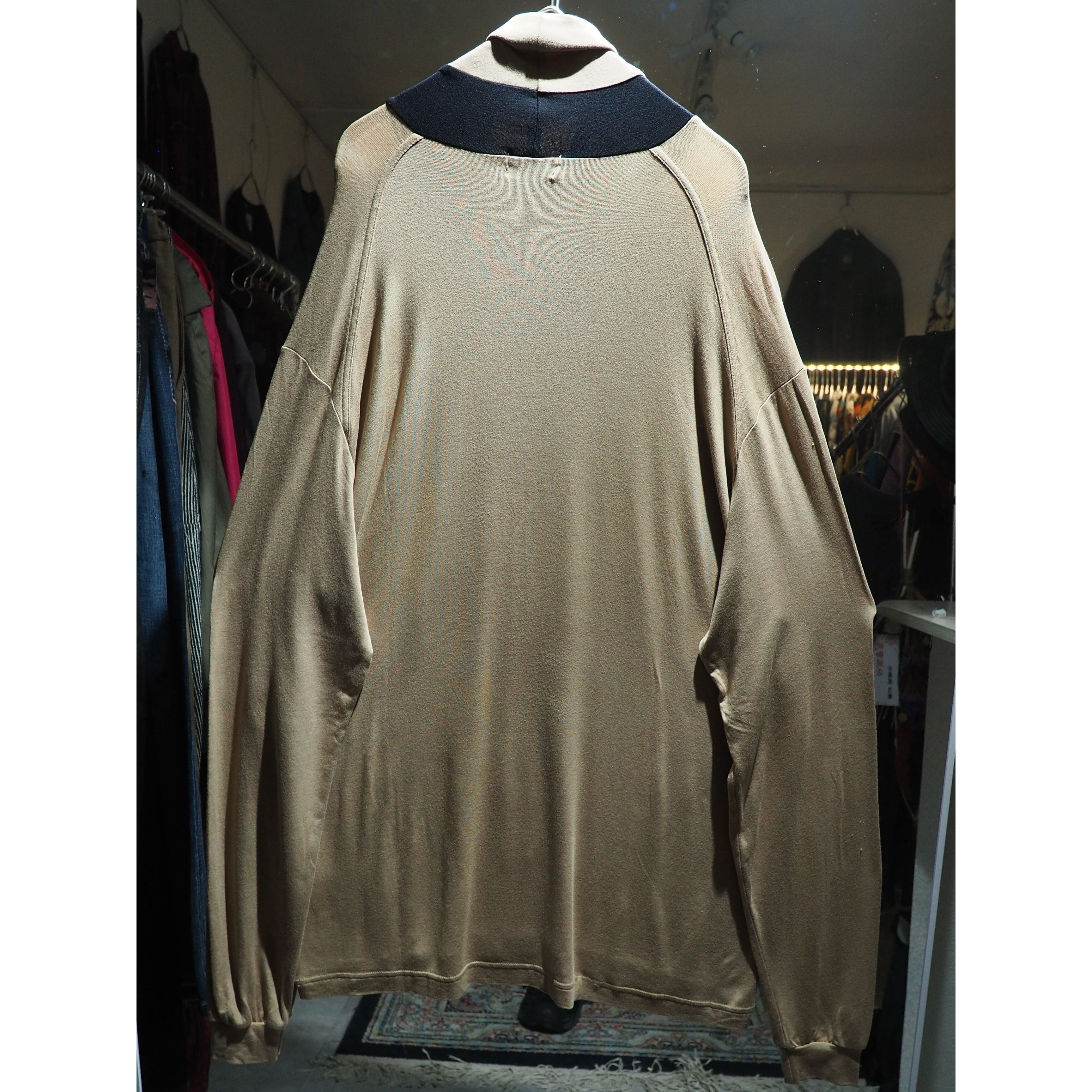 1990s ” TRUSSARDI ” Bi color vintage loose high neck sleeve Tee