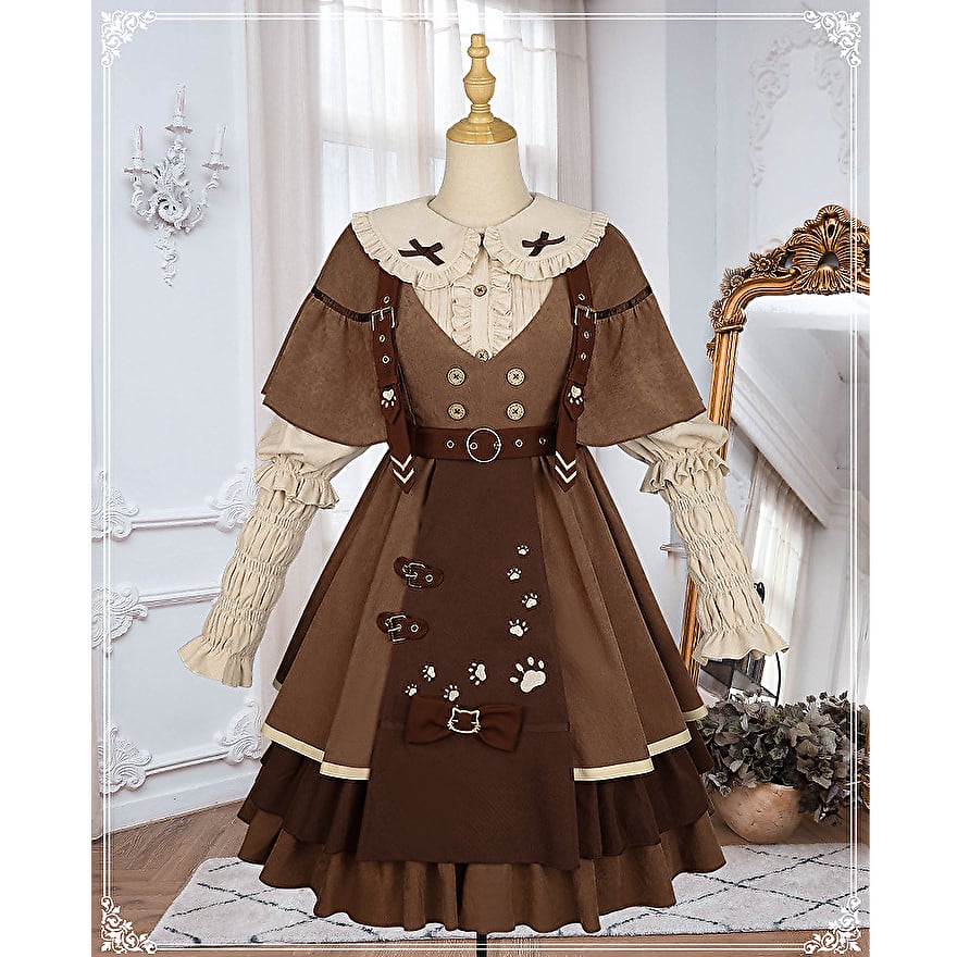 猫探偵 クラロリ セットアップ 帽子付き レトロ 可愛い ゆめかわ