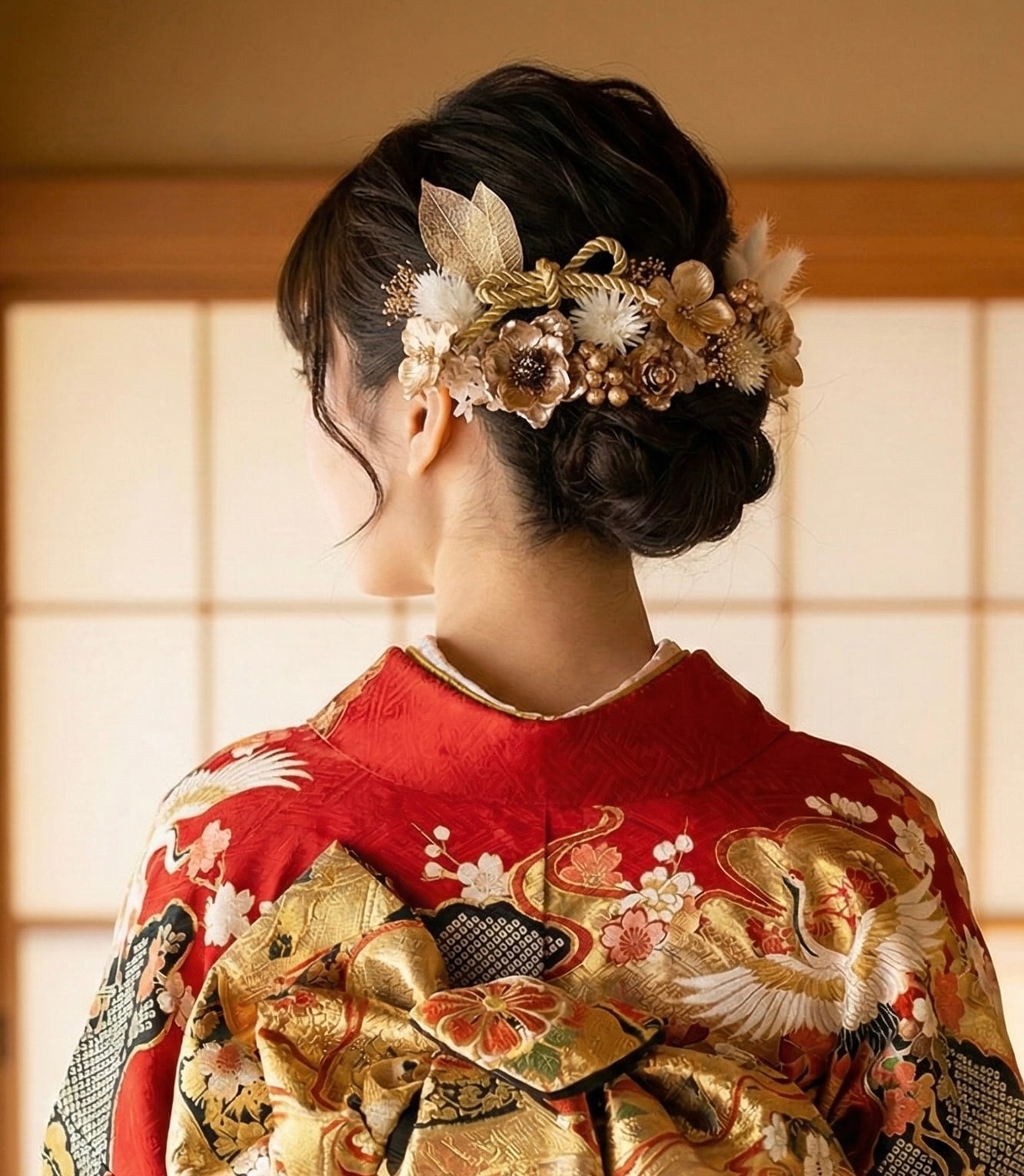 Hanaichige髪飾り 金箔プレゼント 卒業式 袴 振袖 成人式 白無垢 色打掛 和装 ヘアパーツ ヘッドドレス 白無垢