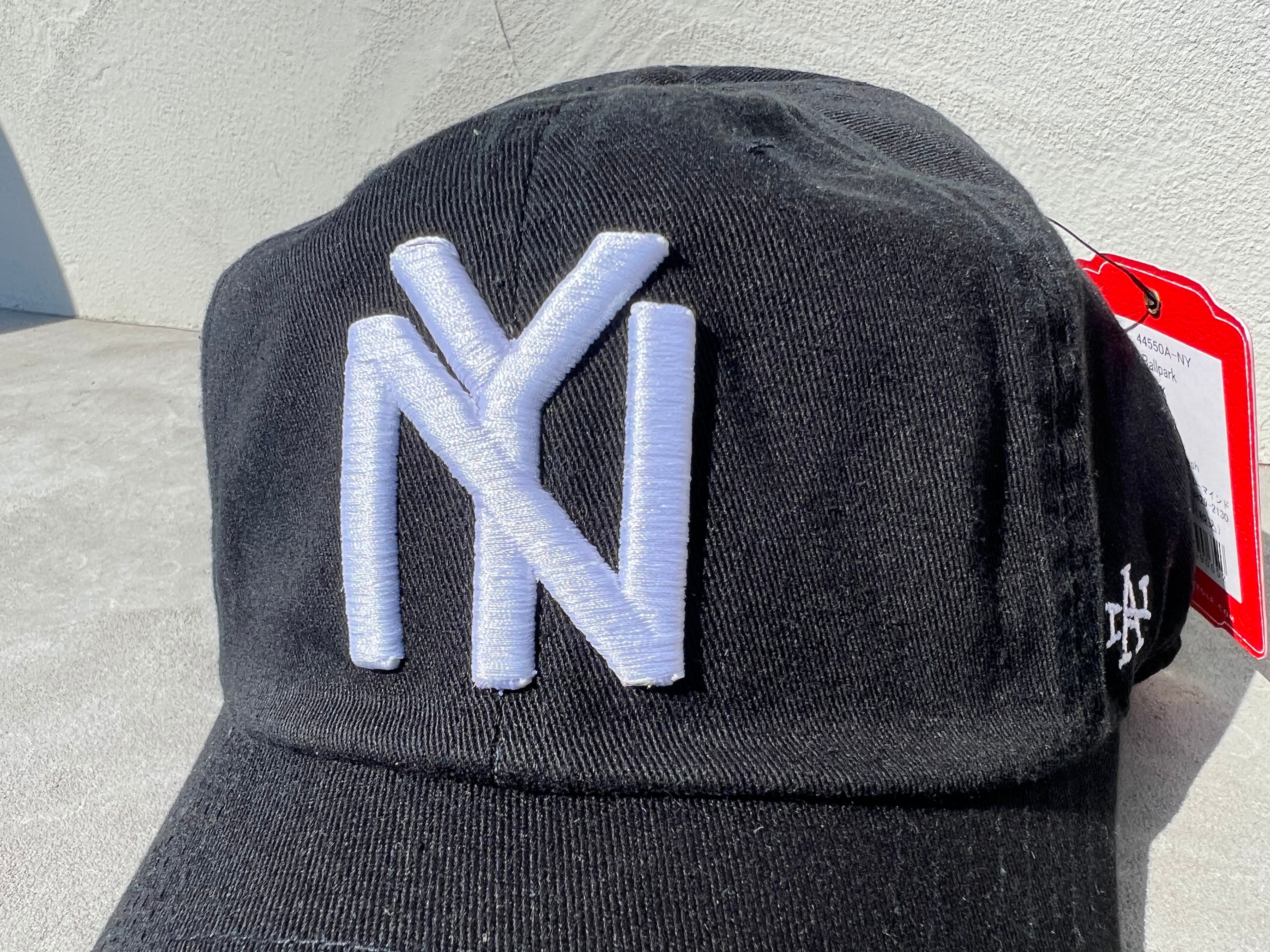American needle MLB ヤンキース 総柄キャップ 刺繍ロゴ