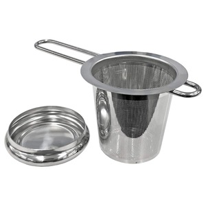 【努力特価】コモライフ ステンレス製の茶こし 茶漉し マグカップ コップ用 細目 紙フィルター 急須 不要 フタ付