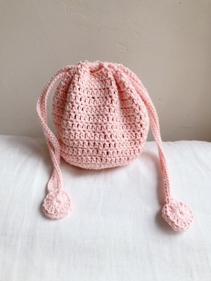 cotton mini bag 手編みコットン巾着