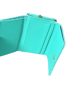 高知のがま口財布 牛革 NIYODOブルー（仁淀ブルー）三つ折りミニウォレット