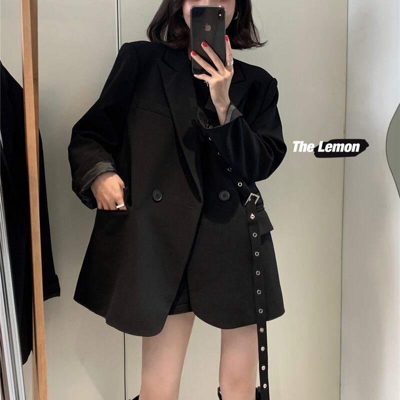 スタンダードルーズジャケット トップス レトロ ビッグFスモールZ韓国84380616551