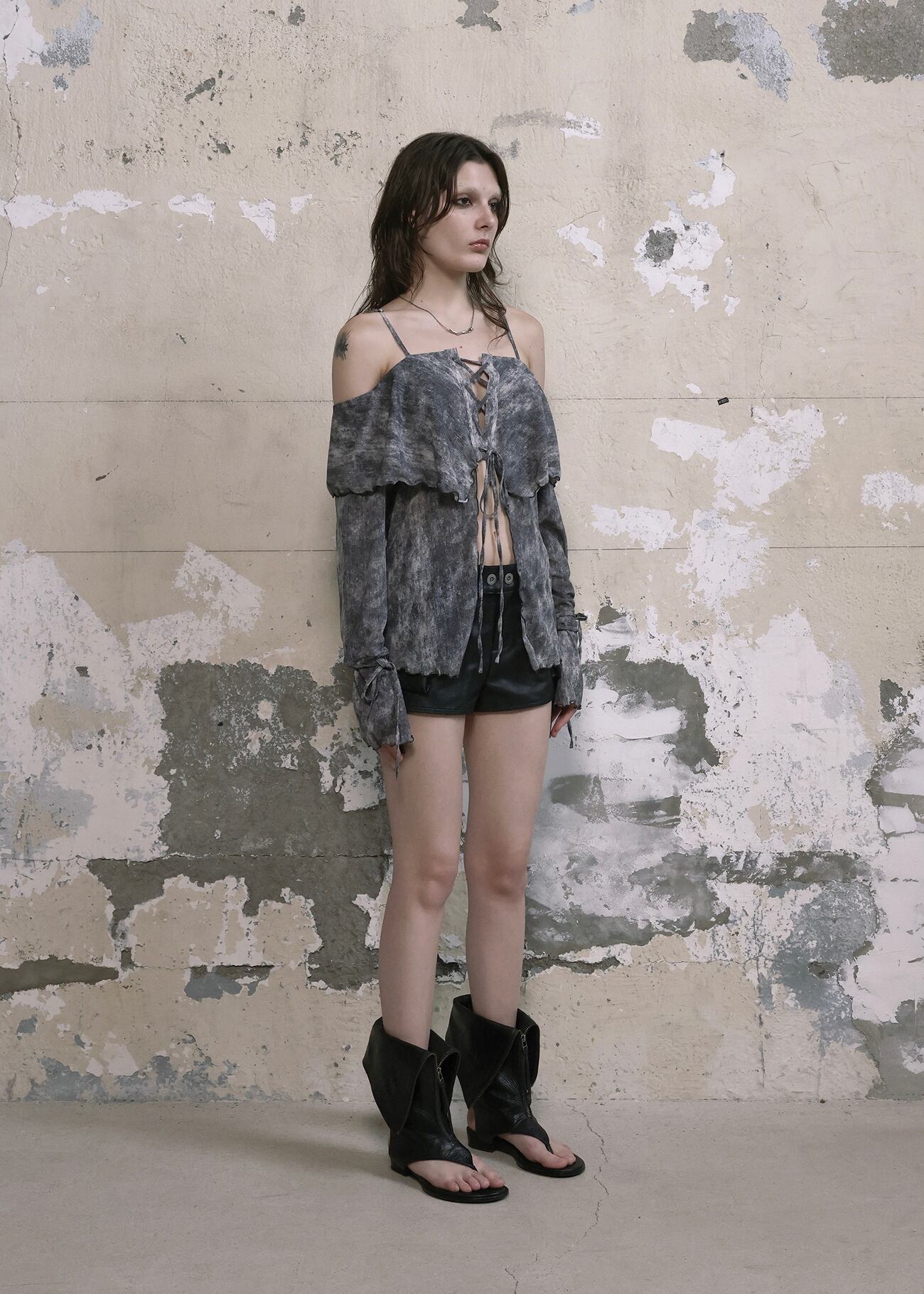 トップス BOHEMIAN SEOUL RUFFLE BLOUSE MARBLE BOHEMIAN SEOUL] VINTAGE RUFFLE BLOUSE, MARBLE 正規品 韓国ブランド