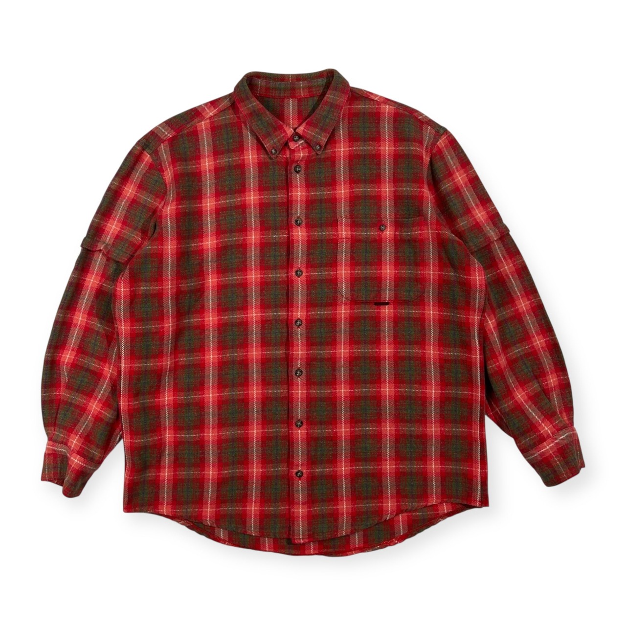 Papas パパス チェック柄 BD 長袖 ネルシャツ サイズ 50 L /ピンクレッド系×グリーン系×パープル系