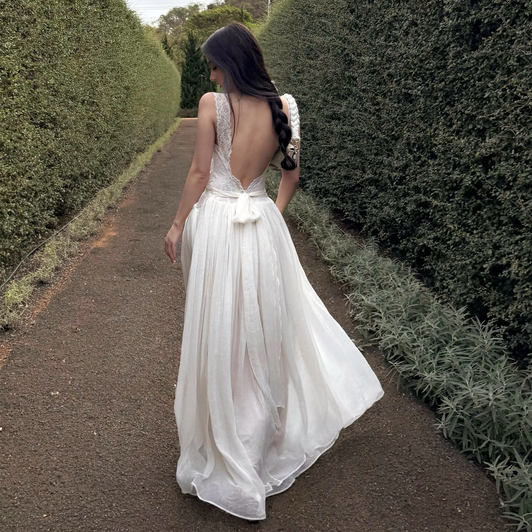 【dress】バックオーポンロングワンピース N3548