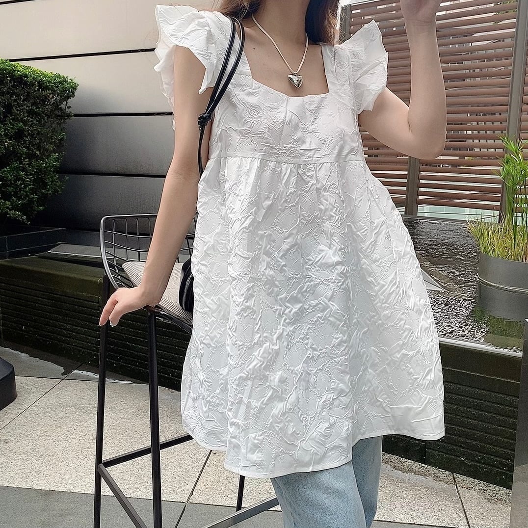 Jacquard tunic OP / white (即納品)